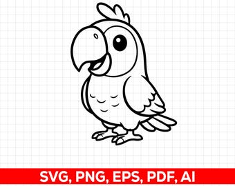 Ara Papagei Plotterdatei: Schnitt bereit Digital Design für Cricut Silhouette