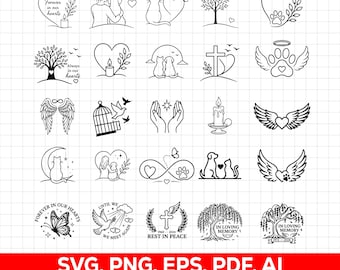 In liebevoller Erinnerung SVG Bundle, Haustier Verlust, Katze, Hund, Gedenk SVG, Gedenkengelflügel, Bild, Beerdigung Gedenkstätte, Himmel, liebevolle Erinnerung Aufkleber