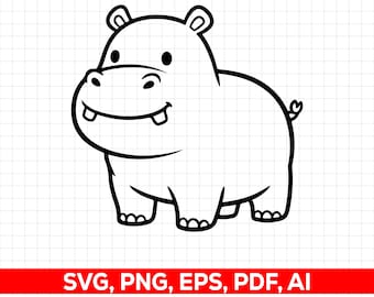 Nilpferd SVG-Silhouette, Tiersilhouette, ClipArt, SVG-Schnittdatei für Cricut, Instant Download