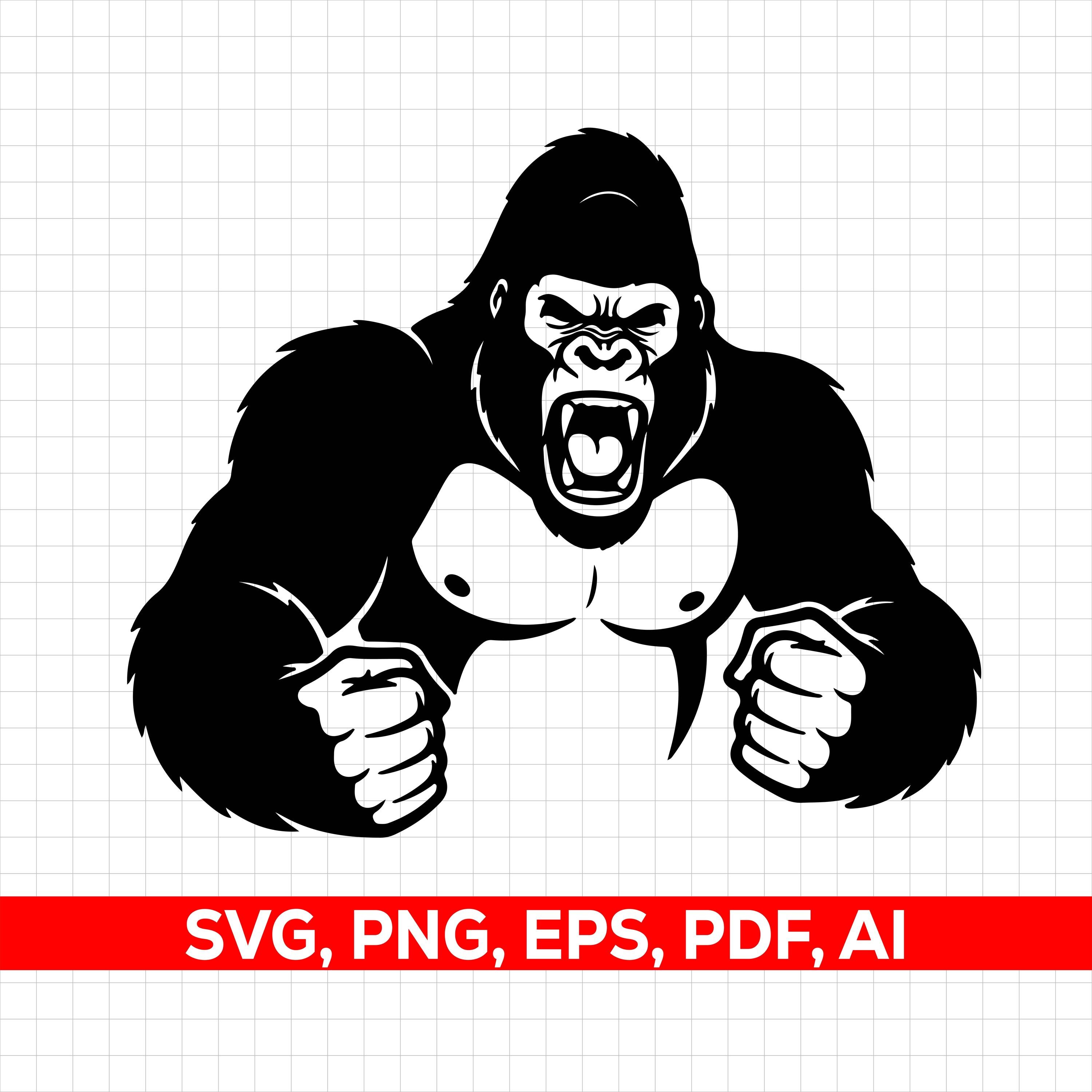 Aggressive Gorilla SVG, Monkey Cricut & Silhouette | PNG Eps Cut File ...