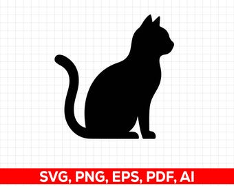 Simple Cat Silhouette Svg Png: Minimalist Cut Design For Cricut Silhouette