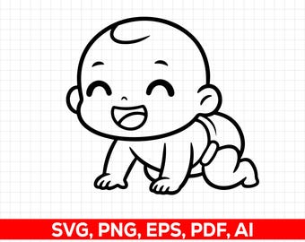 Krabbelndes Baby SVG, PNG, Eps, PDF Digital Download