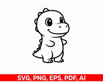 Lindo dinosaurio SVG PNG: Diseño minimalista para pegatinas y más