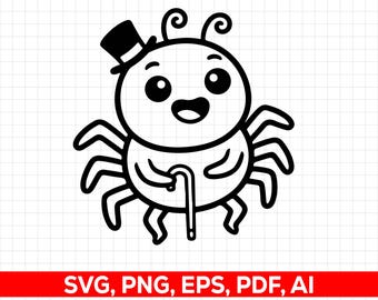 Spinne Svg Png: Schnitt bereit Digital Design für Cricut Silhouette