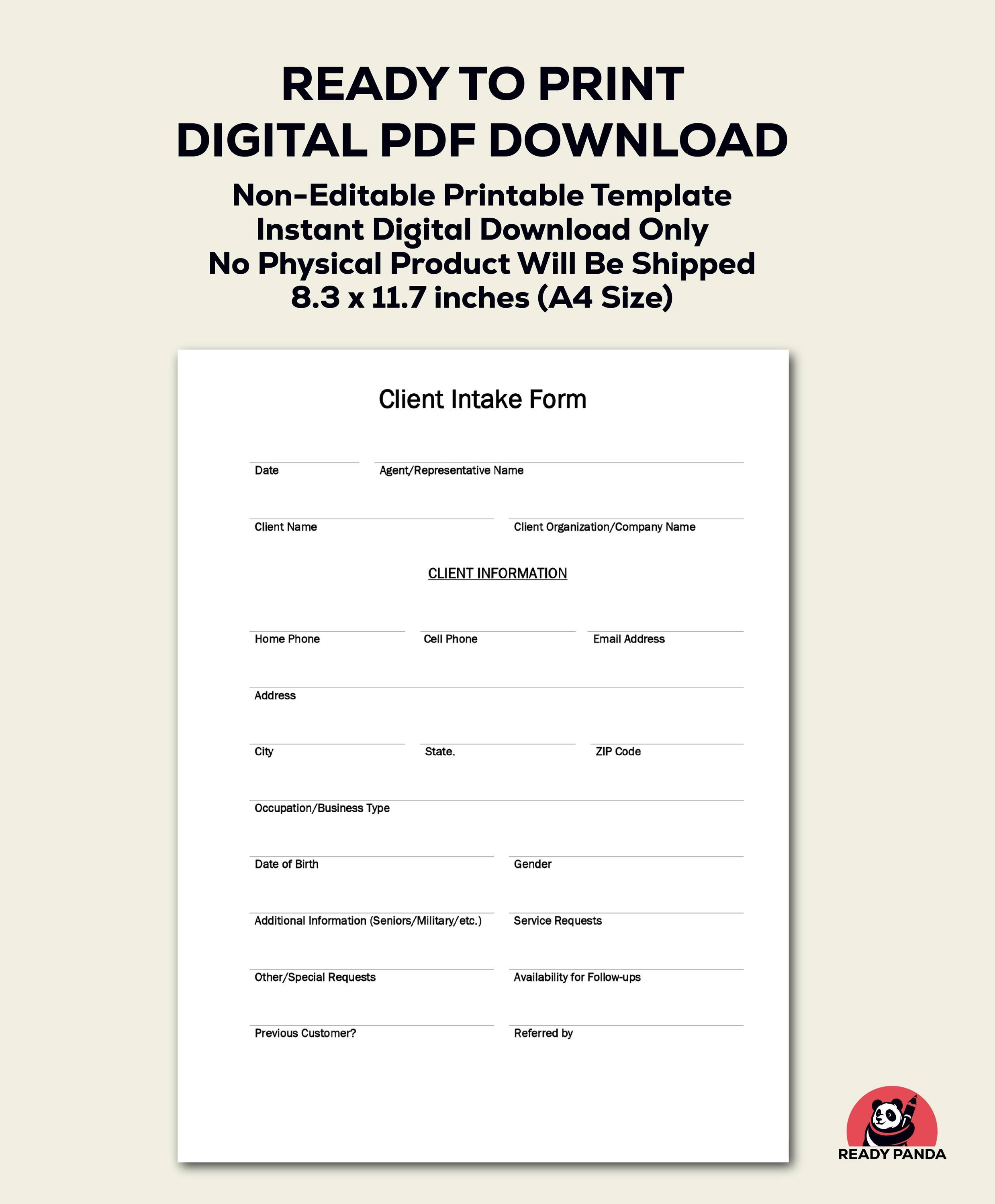 Client Intake Form: Health Coach Information Sheet (printable A4 ...