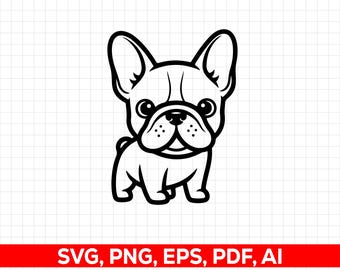 Bulldog francés SVG PNG: Arte lineal limpio para Cricut