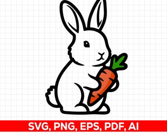 Rabbit Svg with carrot Png: Cut Ready Digital Design For Cricut Silhouette