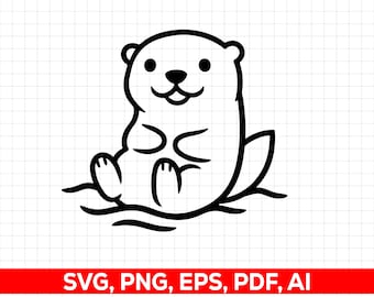 Otter Floating SVG Png: Schnittfertiges digitales Design für Cricut Silhouette