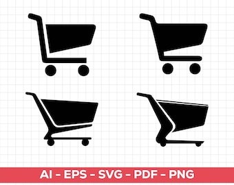 Carrello della spesa SVG DXF PNG: file di taglio del design della maglietta (download digitale)
