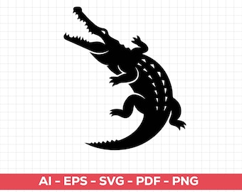 Crocodile SVG Clipart: Aggressive (Digital Download)