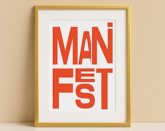 Manifest Typography Poster: Modern Motivational Wall Art (Digital Download A4 Size)