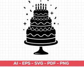 Birthday Cake SVG Clipart: Vector Image (Digital Download)