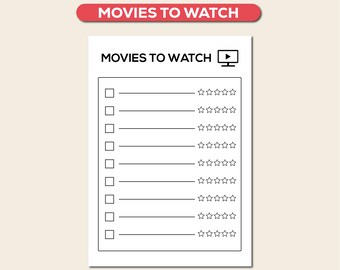 Film da guardare Pagina di diario stampabile: Tracker A4 minimalista (download digitale)