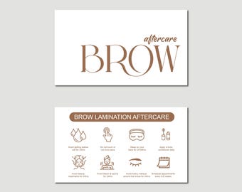 Brow Lamination Aftercare Cards | Salon Marketing Template (Printable)