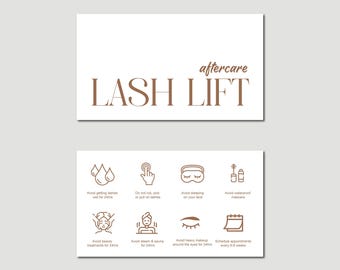 Lash Lift Aftercare Cards | Salon Client Guide (Printable)