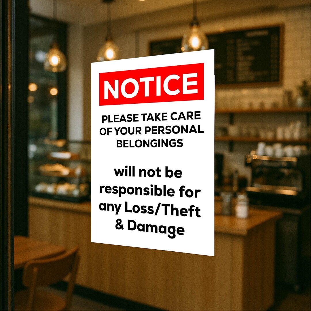 NOTICE Message for Belongings | Thief Alert | Save Your Belongings ...