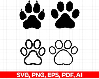 Hundepfote SVG, Tierpfote SVG, Hunde Fuß Abdruck, SVG, Dxf, Png, Jpg, Eps, Cricut, Silhouette, Vektor, ClipArt | Sofortiger digitaler Download