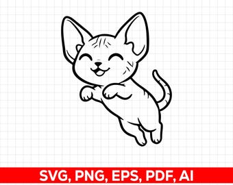 Sphynx Katze Sitzend Stehend Png Png: Schnitt bereit Digital Design für Cricut Silhouette