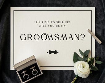 Groomsman Proposal Card, Best Man, Modern Classic Design (Digital Download)
