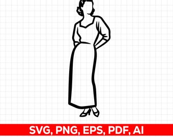 Vintage Girl Dress SVG: Vector Image, Cutting File (Digital Download) | PDF Eps