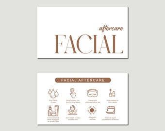 Printable Facial Aftercare Cards | Esthetician Client Instructions (Digital Download)