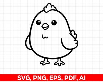 Pollo sencillo SVG PNG: Arte lineal minimalista para Cricut