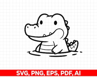 Krokodil-Svg Png: Schnitt bereit Digital Design für Cricut Silhouette