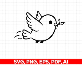 Taube SVG Kontur, Taube svg, Taube Silhouette, Vogel-Silhouette, Taube Clipart, Taube ClipArt, SVG Schnitt Datei für Cricut, Instant Download