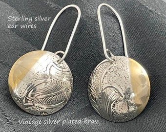 Silver dangle earrings by ItsVera handcrafted from a vintage silver tray, great  gifts for Mom, minimalist earrings for everyday wear