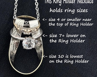 Ring Holder Necklace, wedding, engagement promise rings, at a moments notice take your rings off keep them near and safe, handmade pendant