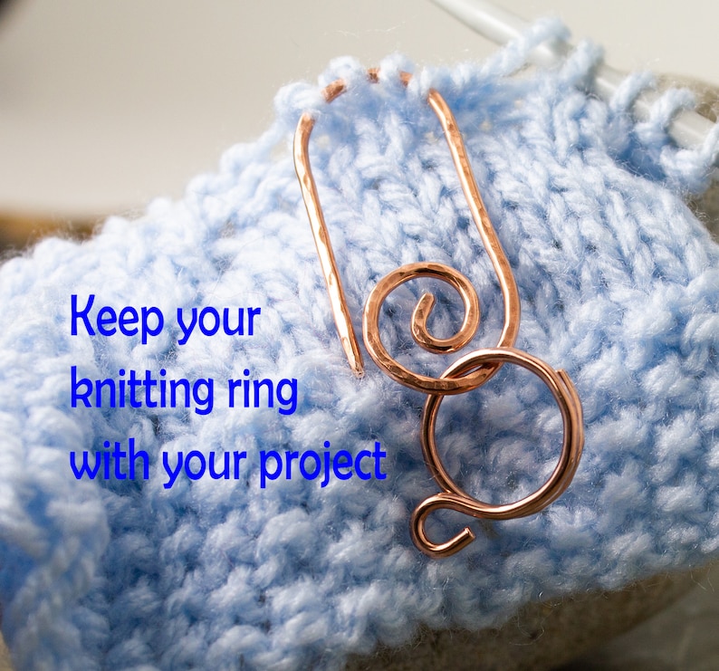 The original 2 loop knitting rings or crochet rings, knitting thimble, crochet patterns, double yarn rings, knitting pattern rings for gifts image 8