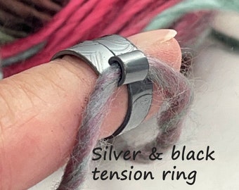 1-3 loop black silver crochet tension rings and knitting tension rings, original bespoke rings  individually handcrafted vintage silver