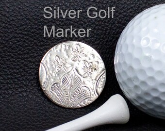 Silver golf ball markers for him, unique handmade shiny golf markers crafted from vintage silver tray, gifts for golfers, gifts for BBF