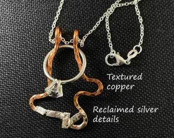 Ring Holder Necklace by ItsVera, crafted with copper and silver, add your ring easily or take it off easily without taking the necklace off
