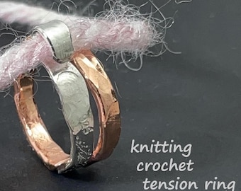 Original Knitting Crochet Tension Rings, silver and copper, less finger fatigue, consistent stiches, custom made