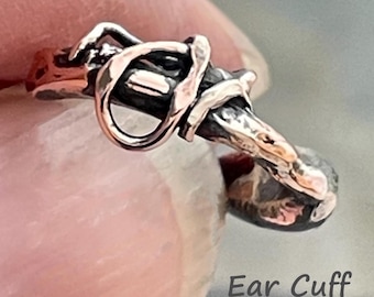 Handcrafted silver copper ear cuff,  repurposed metal, One-of-a-kind gift for him or her