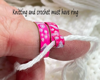 ONE ONLY hand painted knitting and crochet tension ring, most popular 1 loop yarn ring uniquely painted by Vera, each ring is a One Off