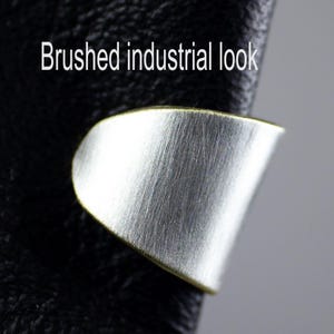 Ear cuff with brushed industrial look, handmade by Vera so ear cuffs vary and no two ear cuffs are the same, ear cuff from vintage silver