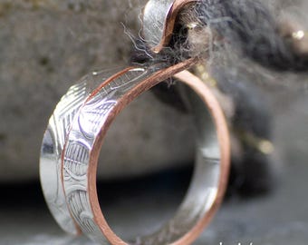 Bespoke knitting crochet tension ring handcrafted from repurposed metal smooth yarn flow relax hands easy yarn flow single loop silver