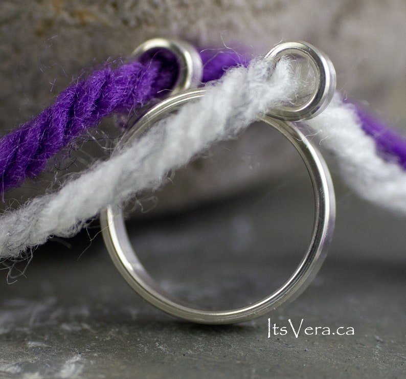 Original 2 loop knitting crochet tension ring, stranding rings, knitting, crochet gifts, crochet accessories, knitting tools, knitting rings Sterl silver plain