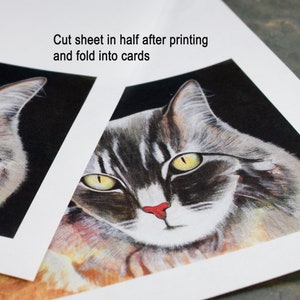 Láminas de gatos, tarjetas con imágenes, tarjetas en blanco, acuarela Arte Digital Instantáneo DESCARGA INSTANTÁNEA impresión 2, láminas para amantes de los gatos, láminas de gatitos
