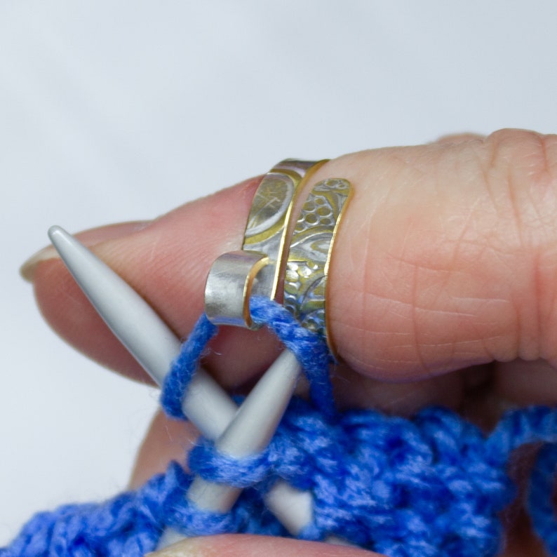 Custom-made to your size, crochet knitting rings provide a comfortable and snug fit, ensuring you can work for hours without discomfort image 1