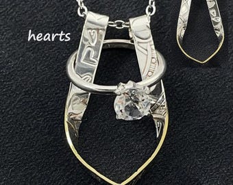 Silver Plated Heart Ring Holder Necklace, Vintage Tray Pendant