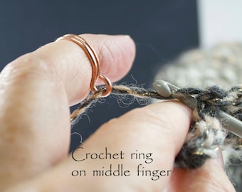 Nieuwe koperen Knit ring, ontworpen ItsVera, populaire breien ring, gift voor breisters, gehaakte ring, haak garen, het breien ringen, wol