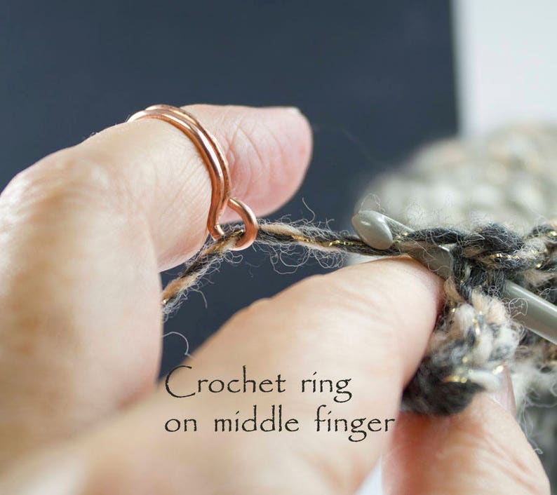Custom-made to your size, crochet knitting rings provide a comfortable and snug fit, ensuring you can work for hours without discomfort textured copper