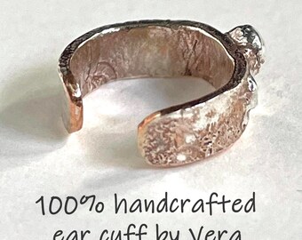 Ear cuffs, copper and silver, one of a kind design jewelry, handmade wearable art