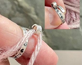 NEW silver heart knitting crochet tension rings by ItsVera, these stranding rings are custom made to fit your finger for more even stitches