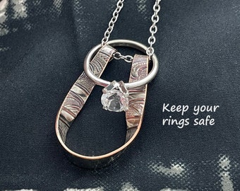 Ring Holder necklace for knitting and crochet tension rings, wedding rings, engagement rings, promise rings, keep rings near you always