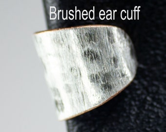 Silver ear cuff by ItsVera has a soft brushed finish, non piercing ear jewelry made for the guy who loves unique, minimalist jewelry to add