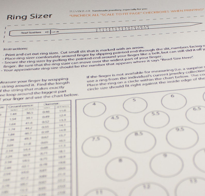 Check your ring size fast and easy, just print the PDF Ring Sizer at home, it's an immediate download, use the Ring Sizer for all rings image 4